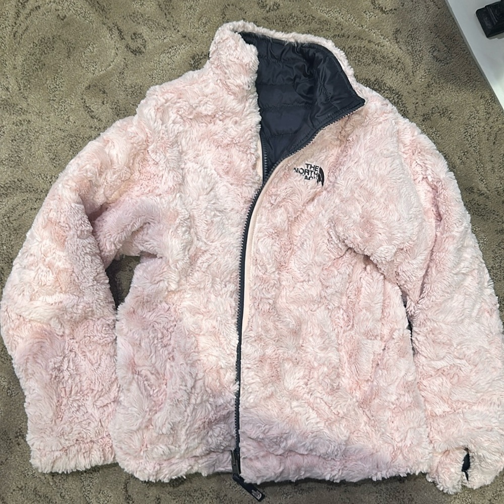 The North Face Pink Reversible Girls Jacket Size Small 7/8